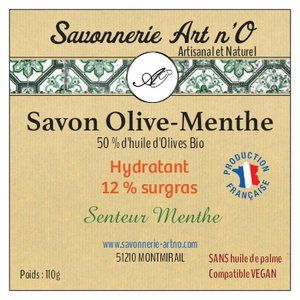 étiquette savon olive menthe